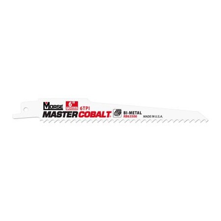 M.K. Morse Master Cobalt Wood Reciprocating Saw Blades 6"L x 3/4"W, 5/8 TPI, 50 PK 398503